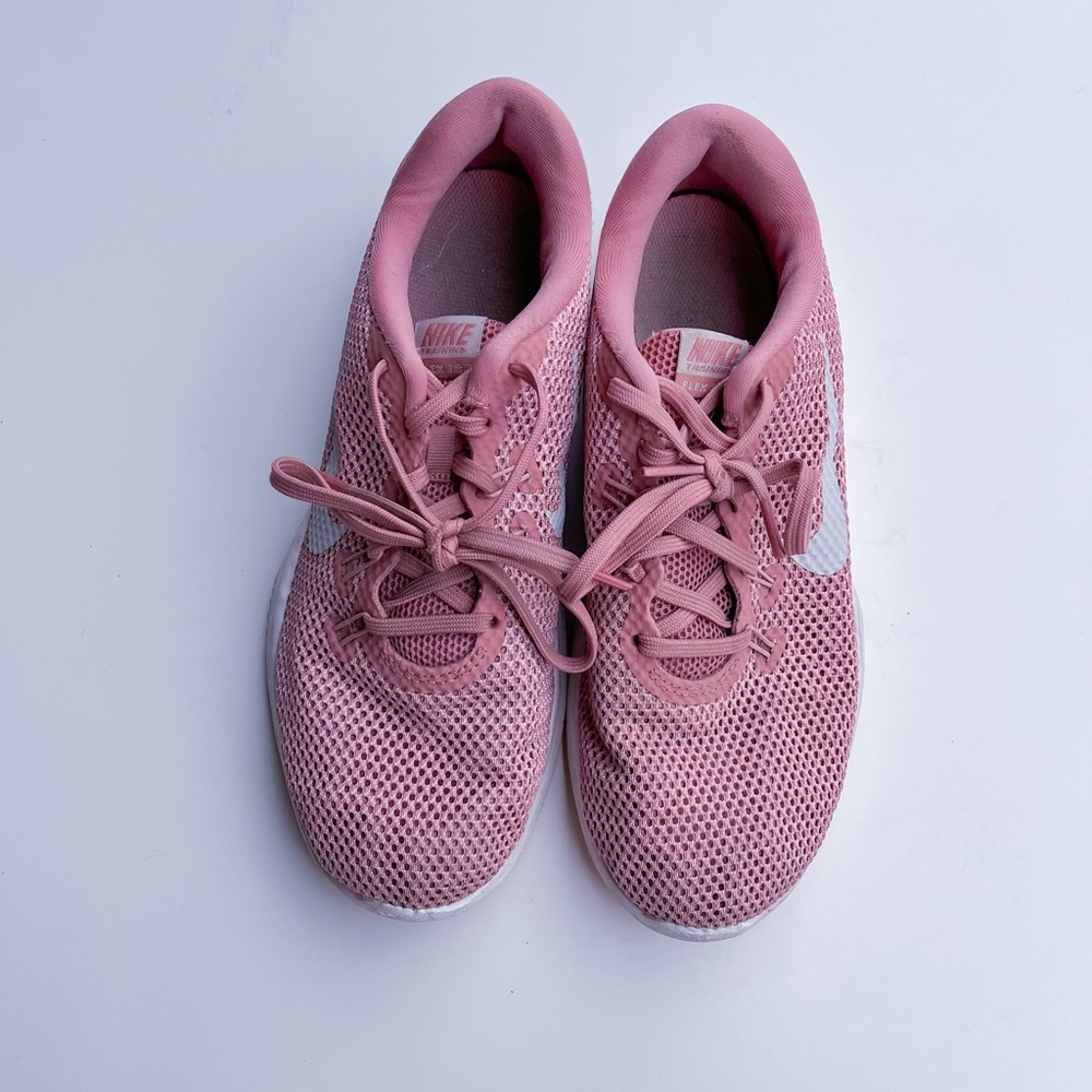 Nike Rose Pink Mesh Lace-Up Sneakers with White Swoosh